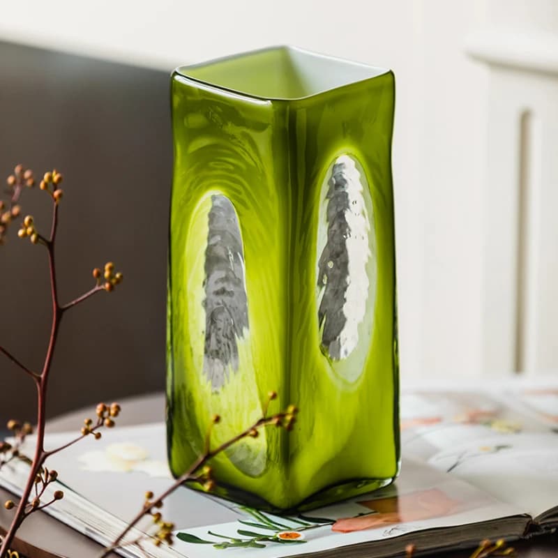 Vintage Style Glass Vase  Flower Vessel Living Room Flower Vase  Flower Ornament Desktop Vase Home Decor