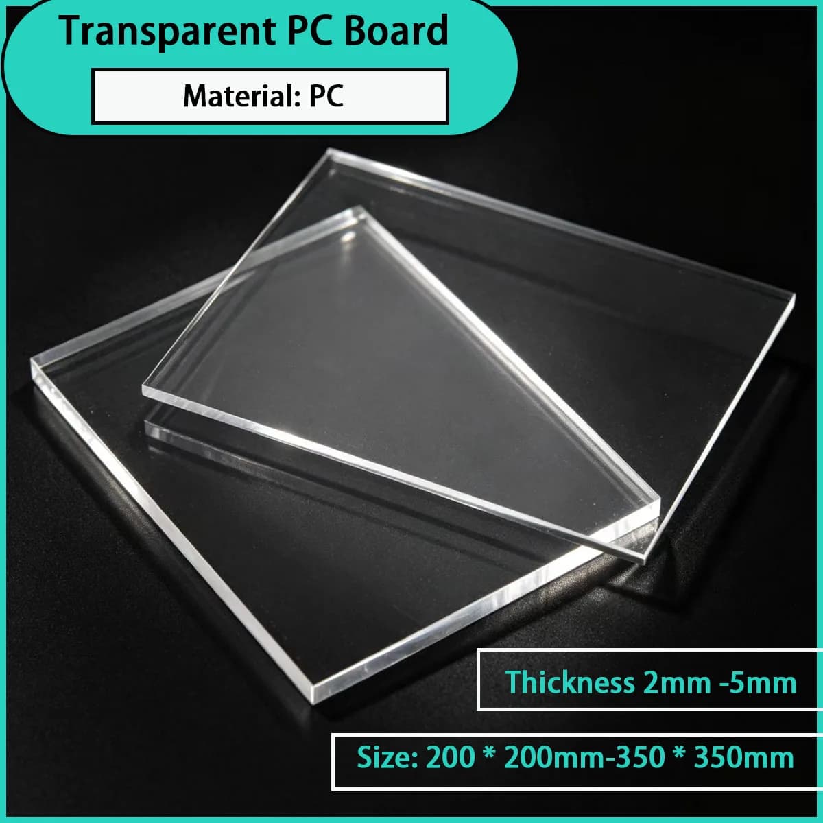 Transparent PC board with a thickness of 2mm -5mm is used for light collection covers, protective barriers, partitions, etc