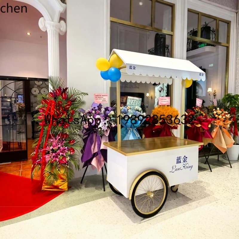 float stall dining car wrought iron outdoor mobile promotion coffee cart