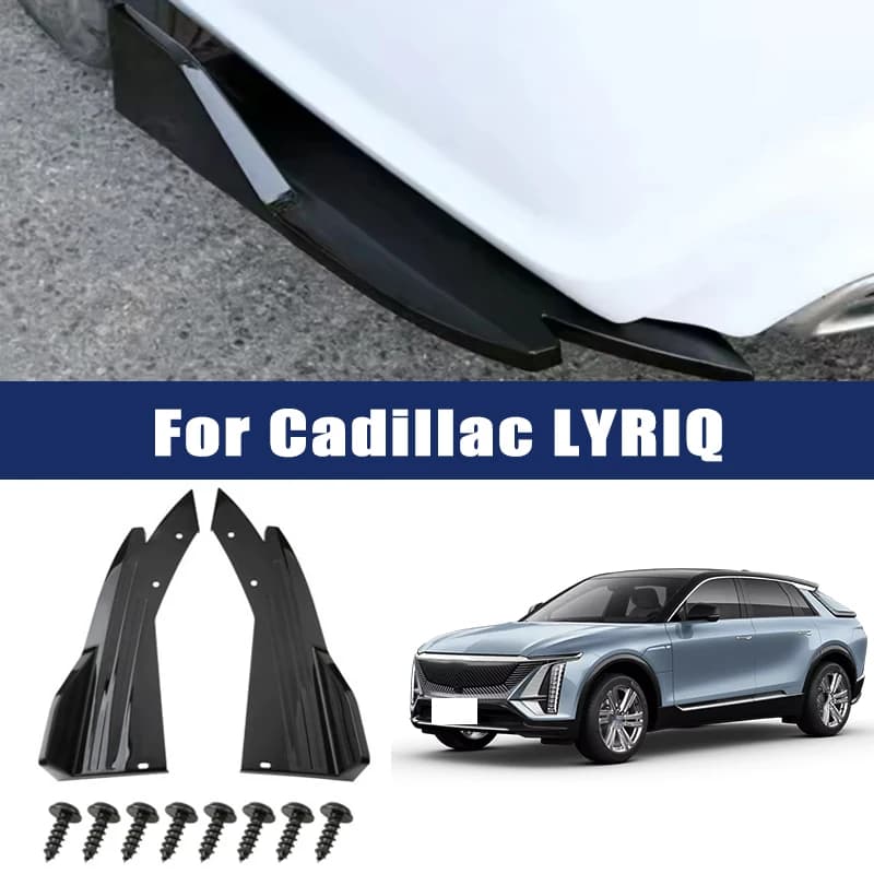 2pcs Car Rear Bumper Spoiler Lip Carbon Fiber Wing Trim Anti-crash Diffuser Side Skirt Wrap Angle Splitter For Cadillac LYRIQ