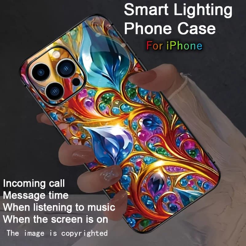 For iPhone 17 Case Tuqrquois Marble Vine LED Phone Case For iPhone 16 15 14 13 12 11 Pro Max Plus Luminous Glow Protective Cover