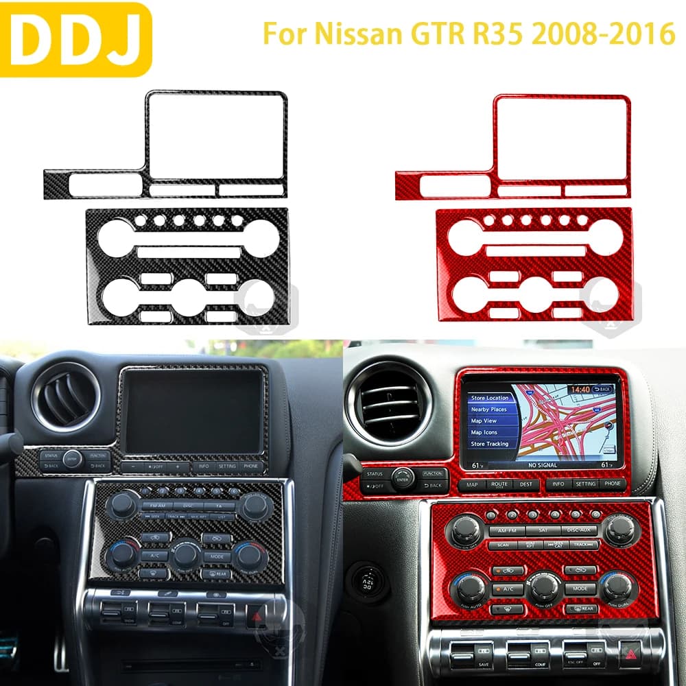 For Nissan GTR R35 2008-2016 Car Accessories Carbon Fiber Radio Console Sticker Navigation Display Surround Cover Decoration