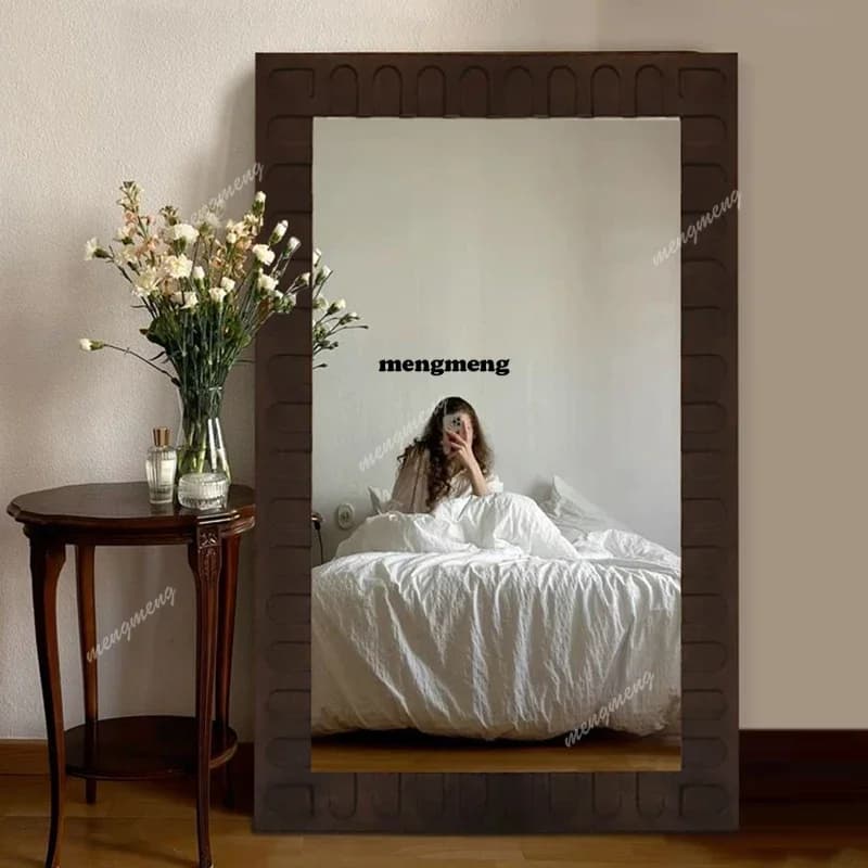 Mid century retro Full-body mirror Modern high-end elegant design floor mirrors living room bedroom whole body mirror large