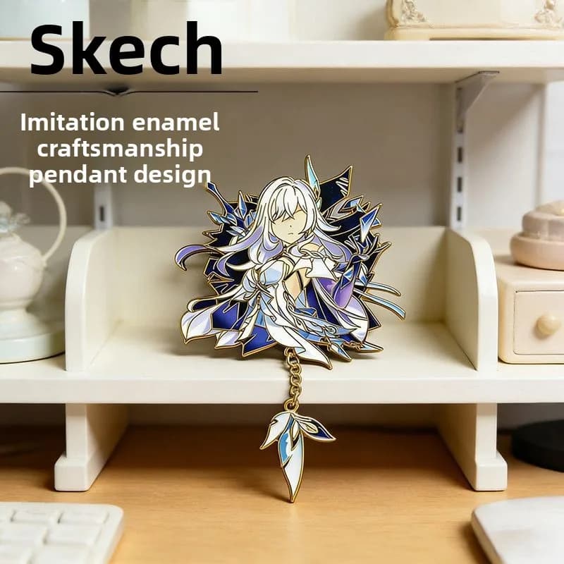 Genshin Impact Skirk Enamel Pin Badge, Fanart Metal Lapel Brooch for Backpack, Collectible Gift