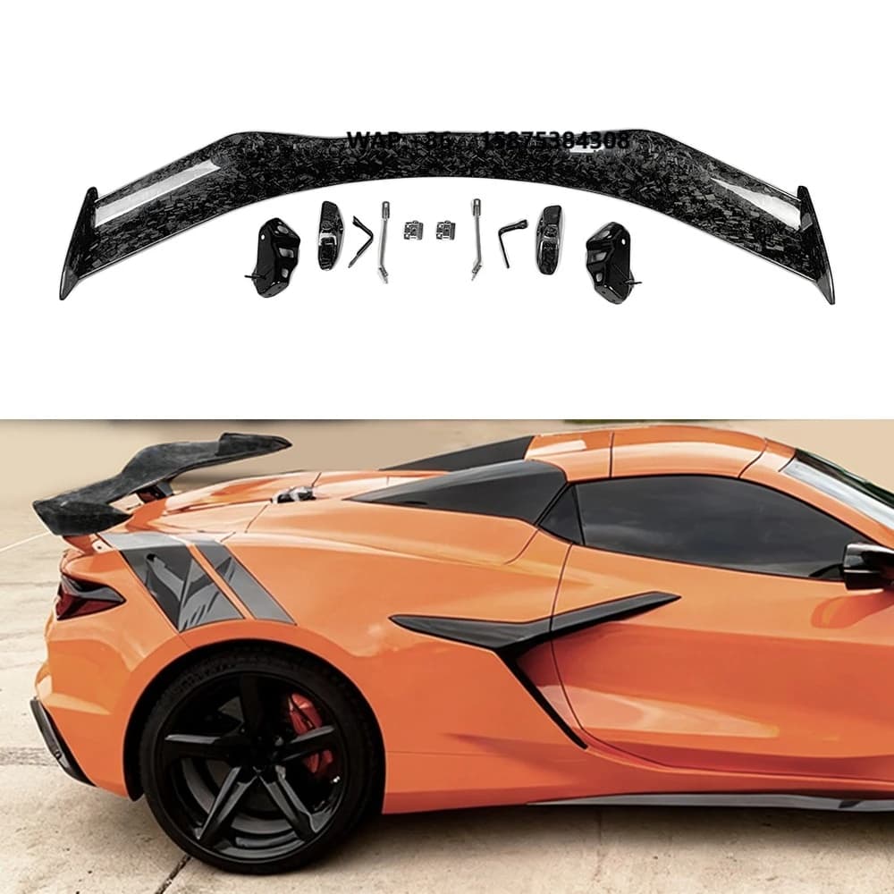 Dry Forged Carbon Fiber Rear Wing forCorvette C8 Z06 20+ Rear Spoiler Wing with Factory Brackets