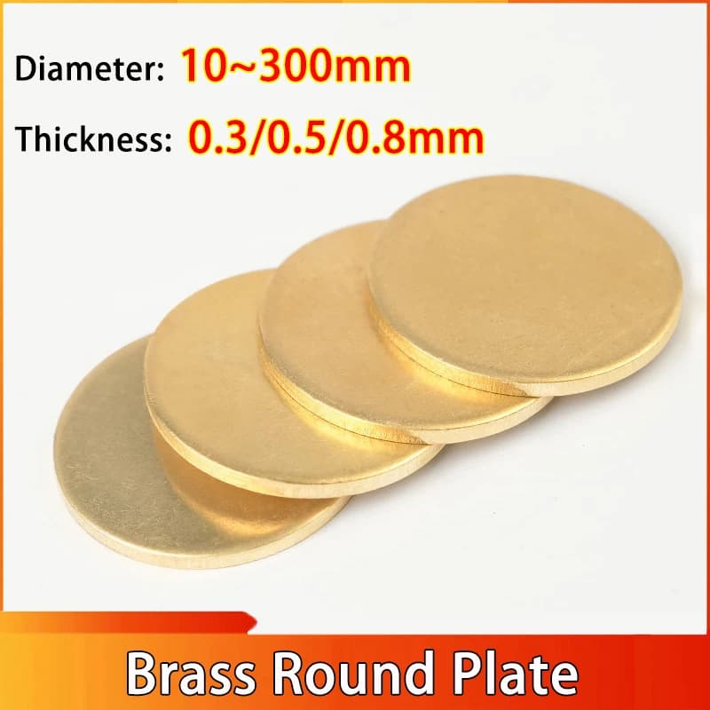  1~4pcs Thickness:0.3 /0.5/0.8mm Diameter:10/15/20/25/30/35/40/45~300mm Brass Disc Plate H62 Brass Round Plate  Gasket Parts