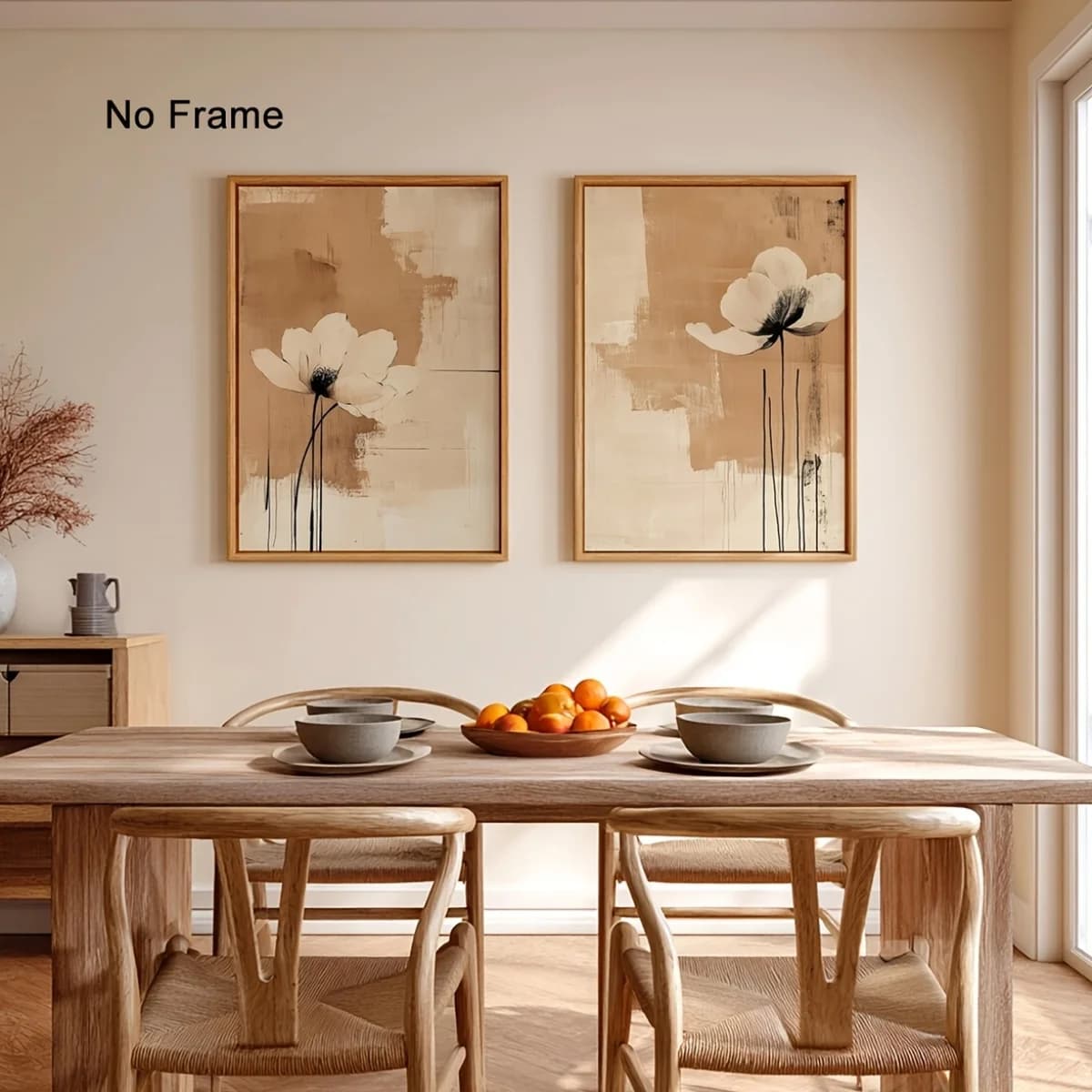 Japandi Abstract Floral Wall Art Neutral Minimalist Prints Home Decor Wabi Sabi Zen Wall Art Modern Neutral Home Decor 2PCS