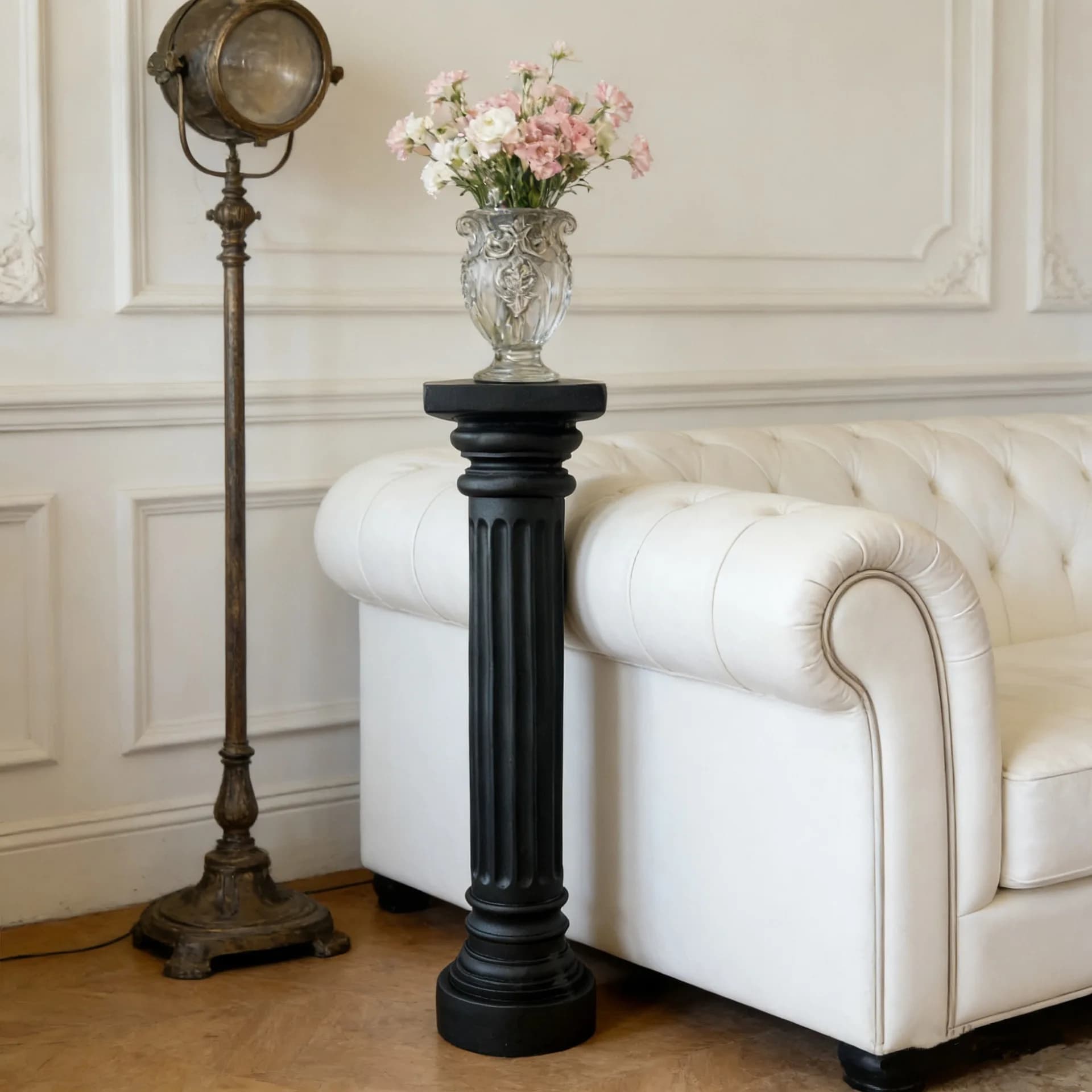 DSA pure black texture Roman column indoor home entrance living room decoration window shooting props ornament