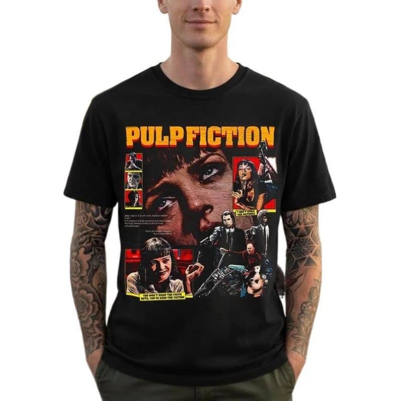 0422 Retro movie Pulp Fiction Vintage Gift t shirt 100% cotton printed tee Crew Neck Short Sleeve Graphic clothes All size tops