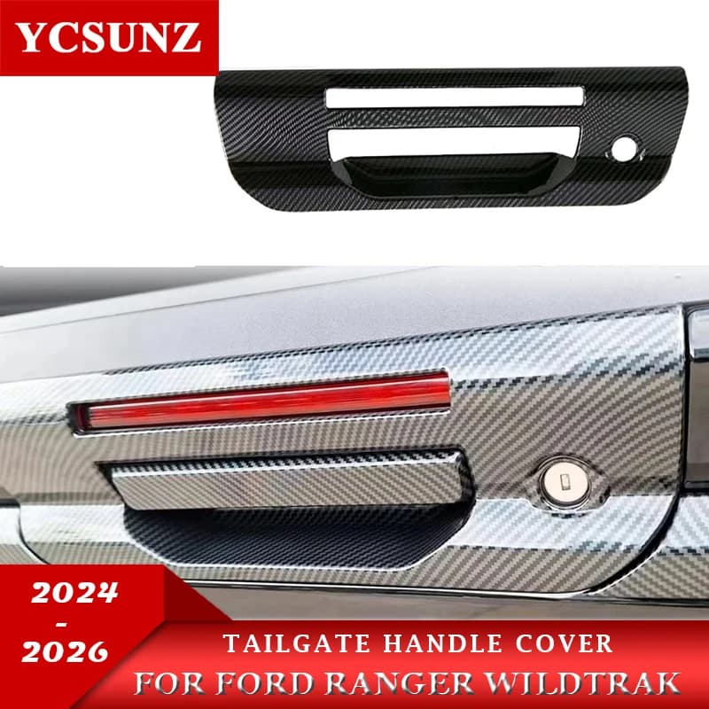 ABS Rear Tailgate Handle Cover with Keyhole For Ford Ranger Wildtrak 2024 2025 2026 Double Cabin Car Accessories