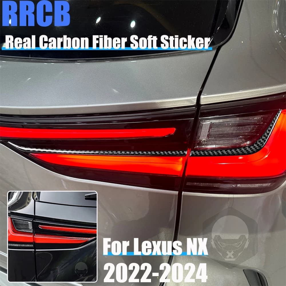 Real Carbon Fiber Car Accessories Rear Tail Light Strip Cover Soft Sticker For Lexus NX260 NX350H NX400H NX450H 2022 2023 2024