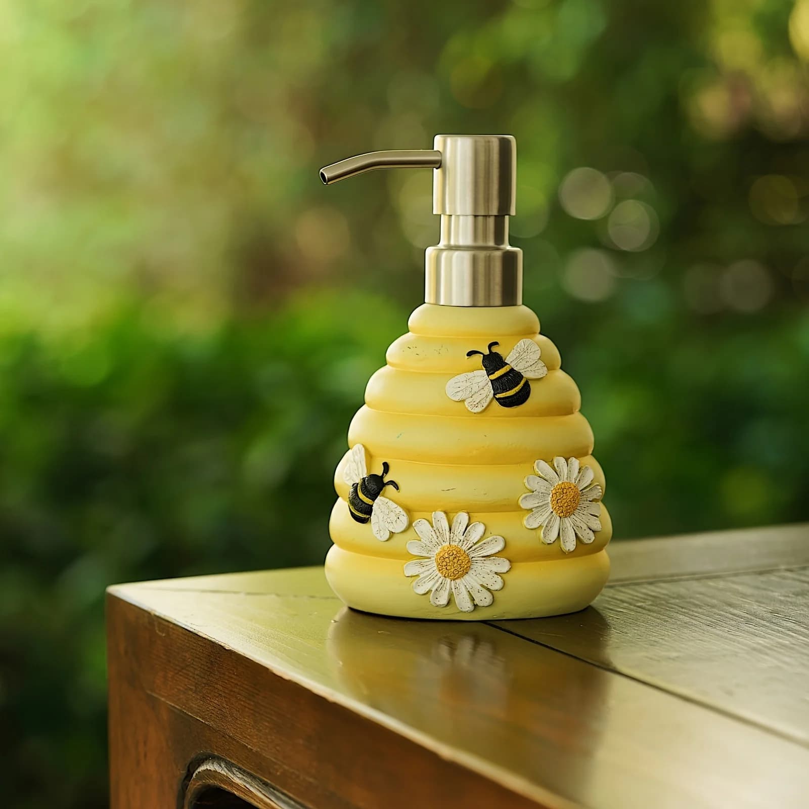 Bee Sunflower Resin Soap Dispenser - Bpa, Can Supplement Lotion Pump, Suitable For Bathroom And Kitchen Decoration
