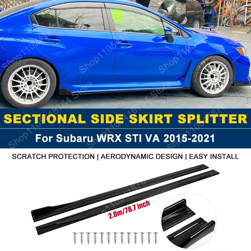 Side Skirts Extension Rocker Panel Splitter For Subaru WRX STI VA 2015-2021 2M 78.7" ABS Plastic Car Exterior Tuning