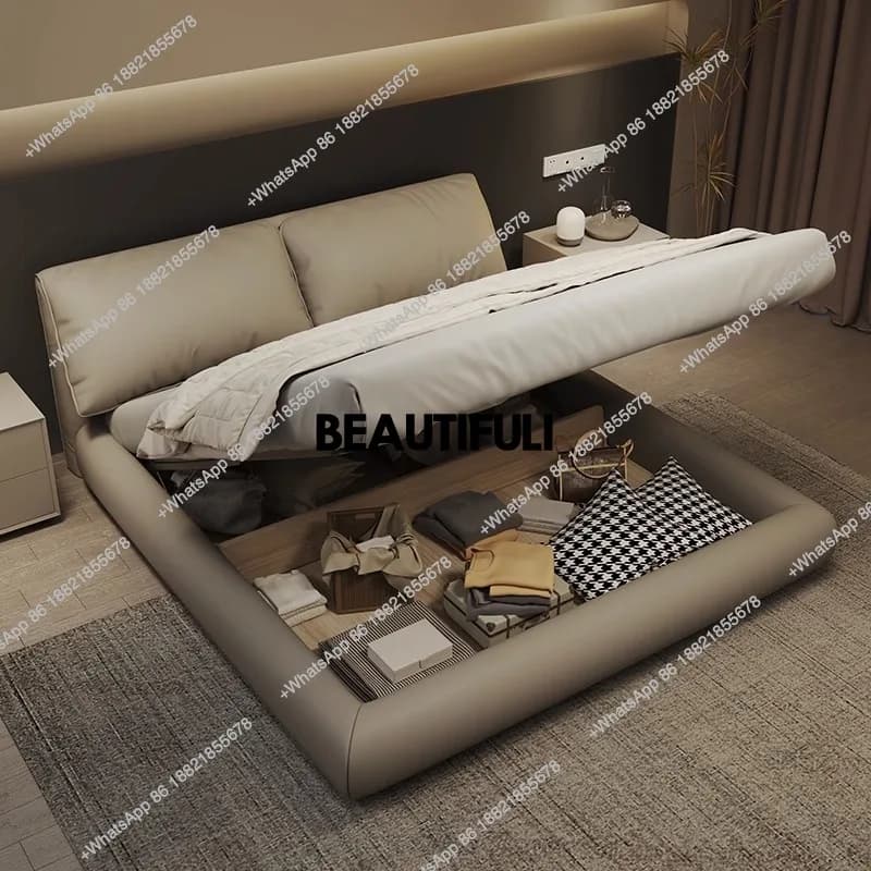 D80 Design Double Bed European Minimalist Modern Pliable Double Bed Frame King Size Wooden Cama Matrimonial Furniture Home