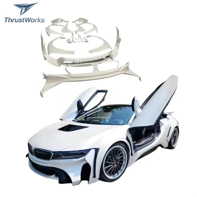ThrustWorks Energy Style Body Kit Front Bumper Rear Trunk Spoiler I8 Wide Carbon FibDurle New