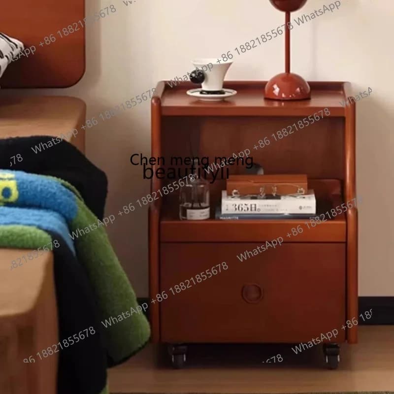 cc182Nordic solid wood bedroom bedside table medieval removable mini side cabinet side cabinet R