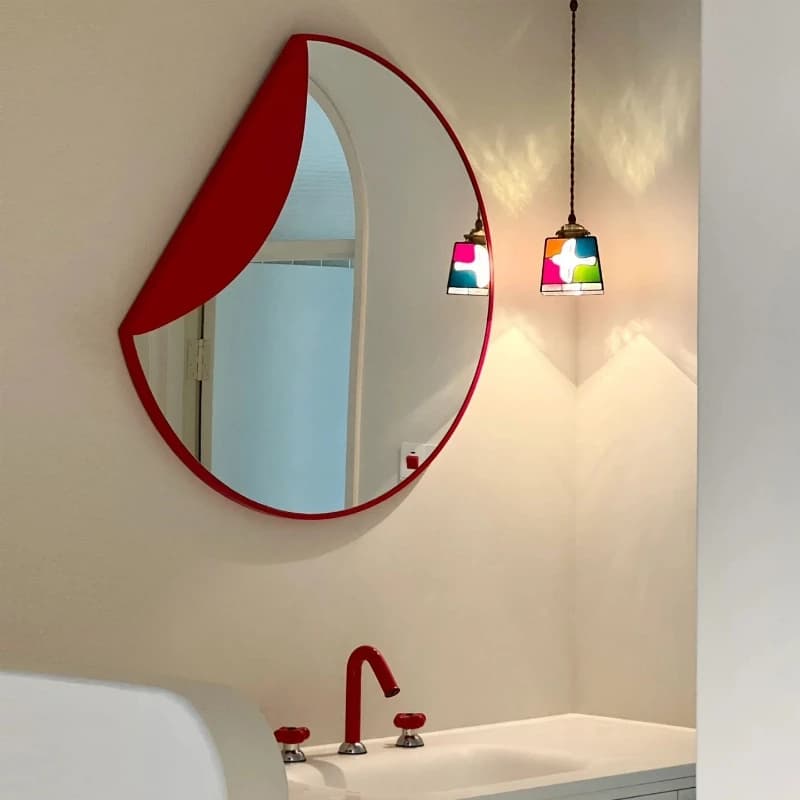 Mirror painting, wall painting, red dopamine light luxury hanging art, bathroom decoration painting
