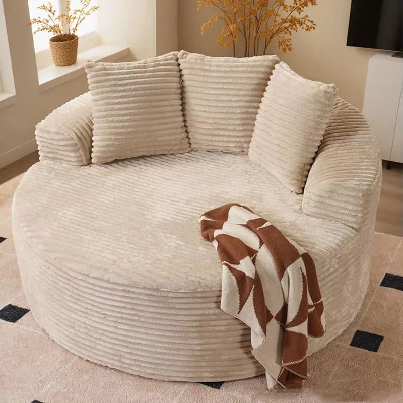 PYJ compression sofa full sponge simple round fabric single sofa chair living room small recliner