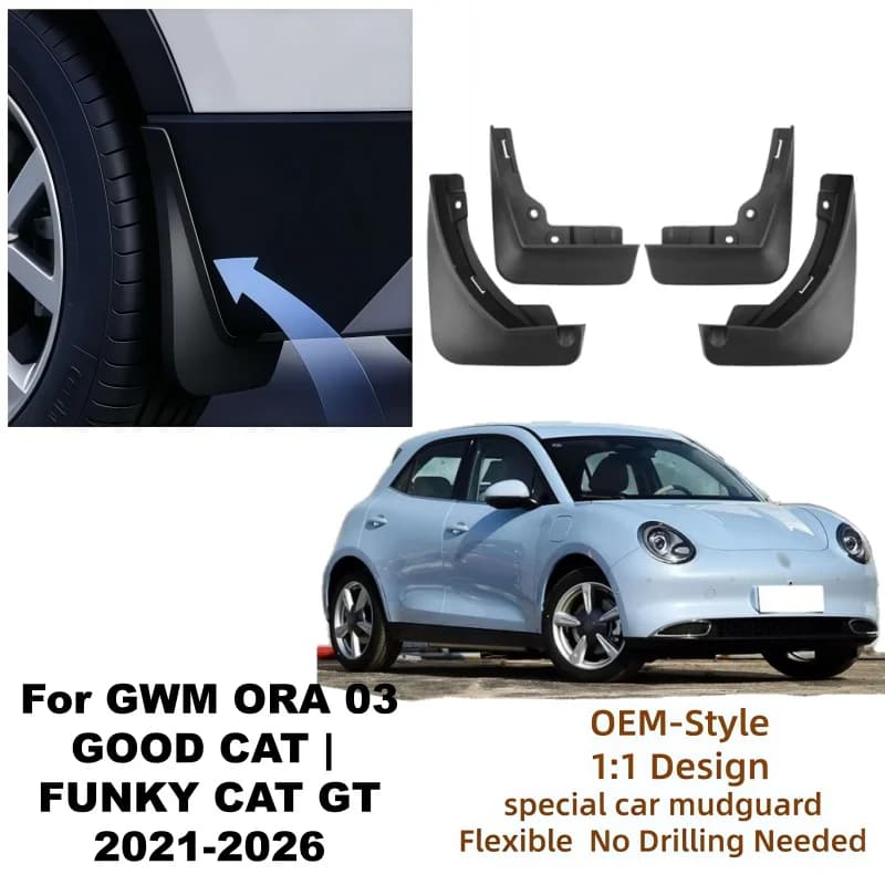 Mud Flaps For GWM Good Cat Ora 03 Funky Cat GT 2021‑2026 Car Splash Guards Mudguards No Drilling 4Pcs Wheel Fender Accessories