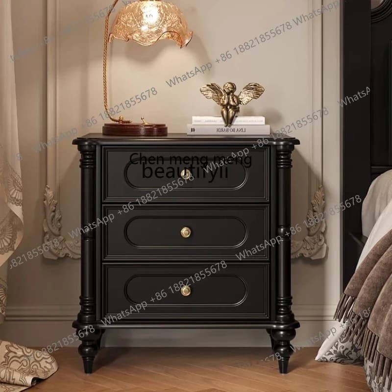 ss8350 American retro all-solid wood smart bedside table, bedroom corner cabinet, storage drawer, storage cabinet