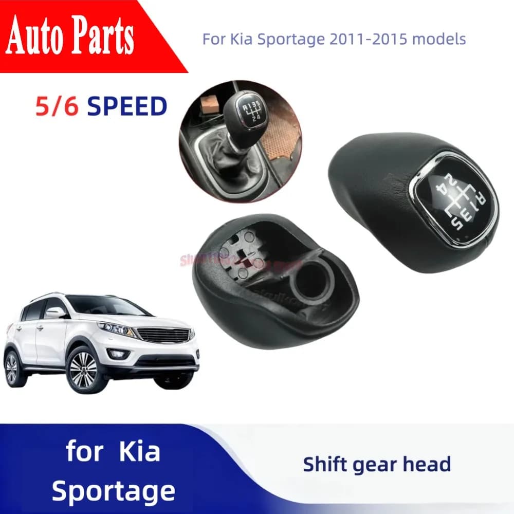 Complete 6-Speed Manual Gear Stick Shift Knob Head Lever Adapter Replacement For Kia Sportage 2011-2015 Rio Veloster