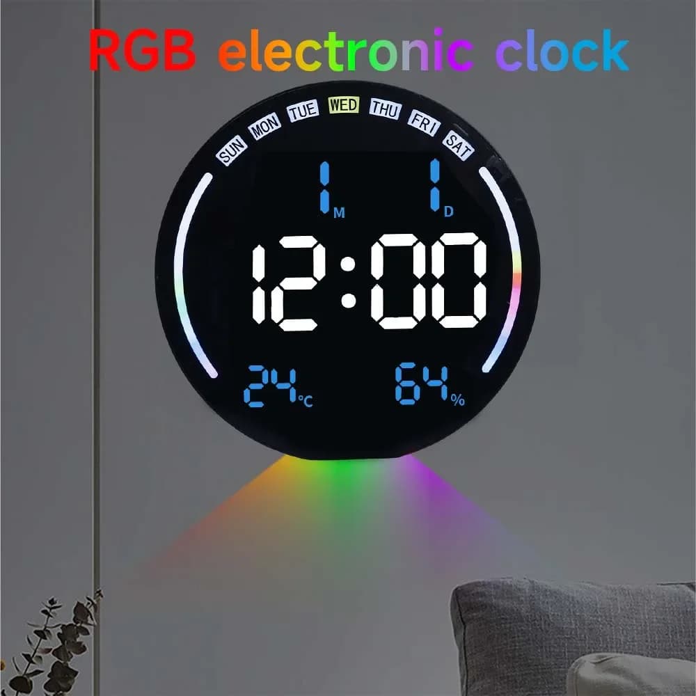 LED Large Digital Wall Clock with Remote Control Temperature Humidity Date Week Display Countdown Timing Clock Home Decor