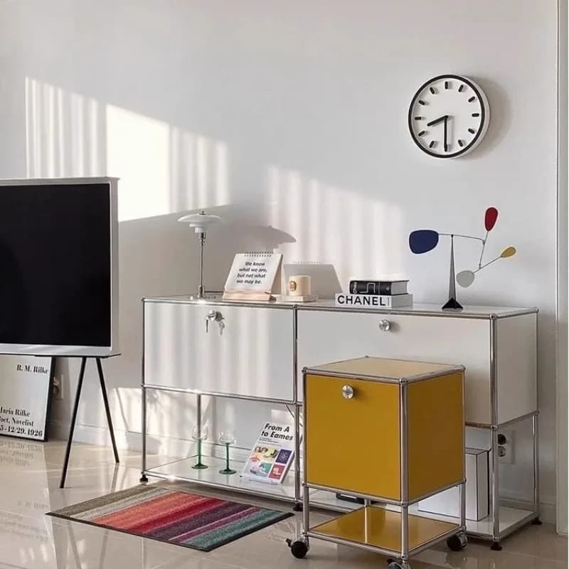 Stainless steel TV cabinet, modular combination cabinet, living room storage cabinet, dining side cabinet bucket