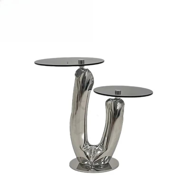 Modern Chic Durable Classic Personalized Side Table Stainless Steel Frame Tempered Glass Living Room Furniture