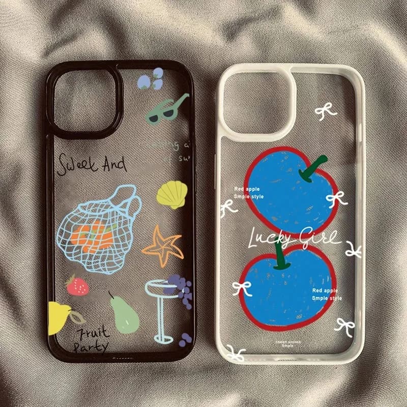 Trendy Fruit Party Beach Pattern Phone Case for iPhone 16 17 15 14 Plus 13 12 11 Pro Max 17 Air Clear Phone Cover