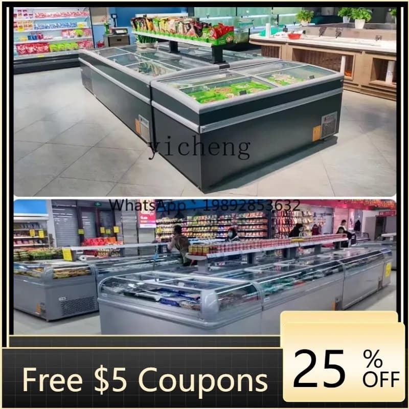 H2 Ice Cast Island Cabinet Horizontal Refrigerator Commercial Refrigeration Fresh-keeping Large Capacity Freezer Display Cabinet