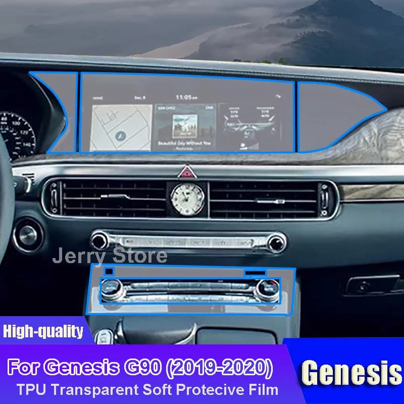 For Genesis G90 (2019-2020) Car Interior Center Console Transparent TPU Repair Film Protective Anti-scratch Sticker