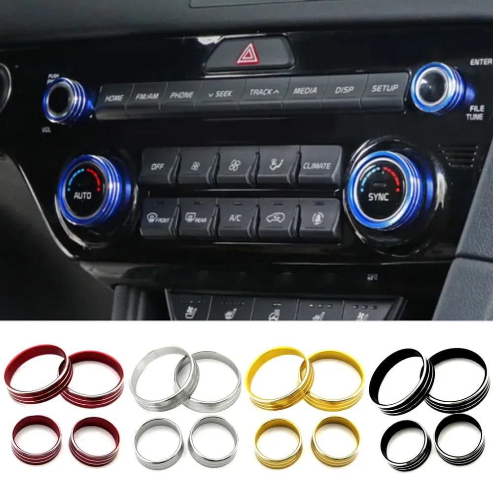 Air Conditioning Knob Cover for KIA KX5 / Forte SX Aluminum Alloy A/C Engine Button Outer Ring Cover Accessories