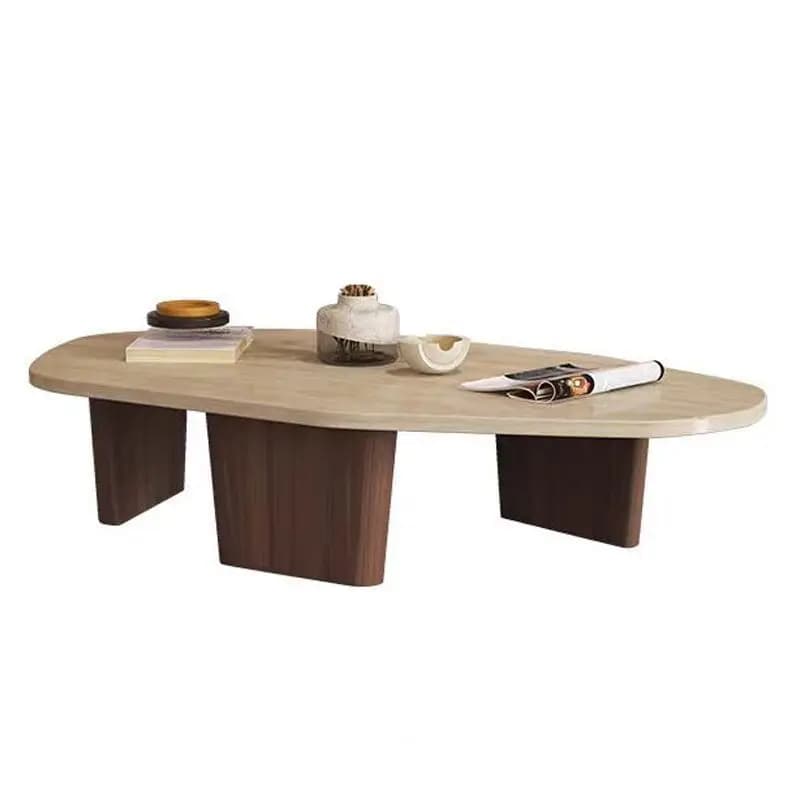 Minimalist imitation travertine coffee table small apartment living room household special-shaped coffee table