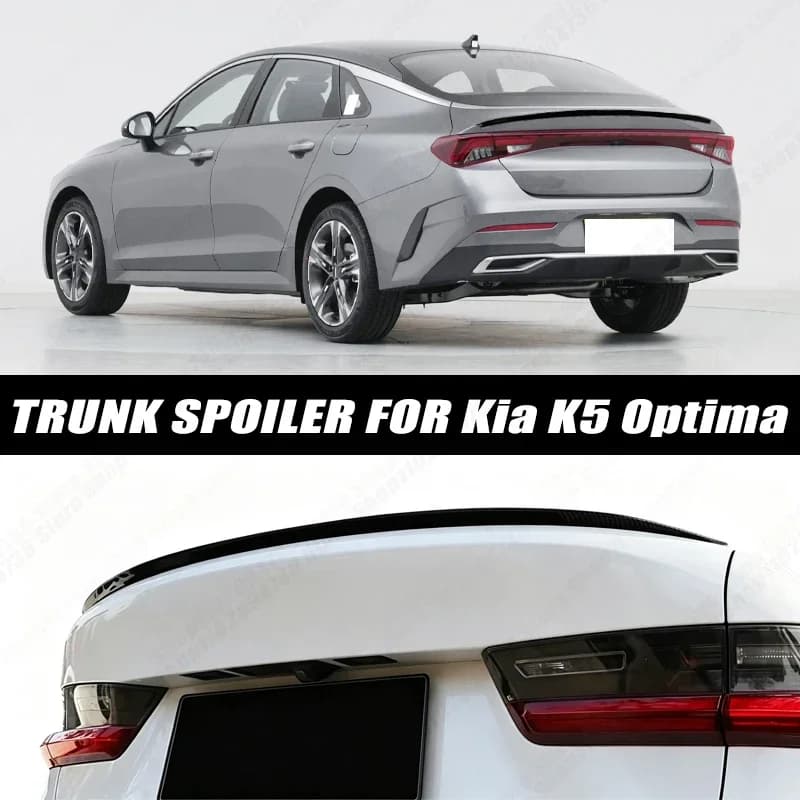 120CM Glossy Black Soft Rubber Universal Rear Trunk Spoiler 5D Carbon Look Tail Wing Fit For Kia K5 Optima Car Accessories