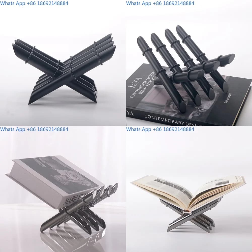 Modern Luxury Bamboo Joint Stainless Steel X Shaped Bookshelf Creative Study Decor Gold Showroom