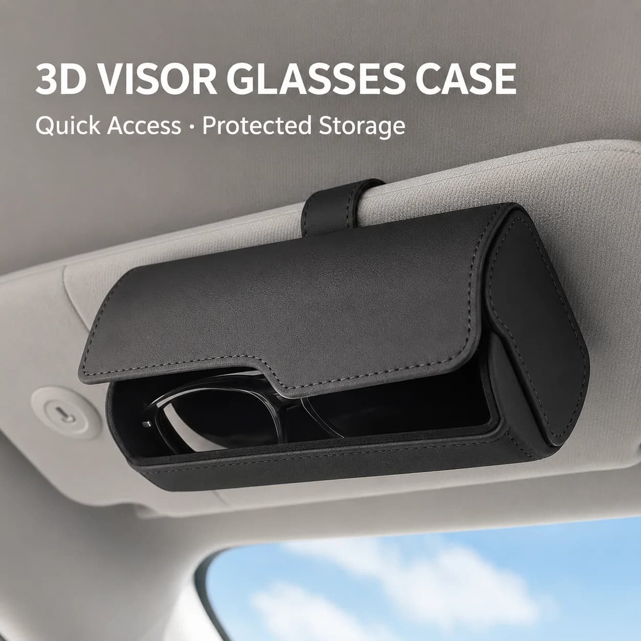 Upgraded 3D Car Sun Visor Glasses Case Magnetic Sunglasses Holder Leather Eyeglasses Storage Organizer Auto Interior Accessory