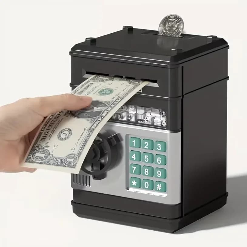 Creative Piggy Bank Automatic Mini Safe Coins Cash Saving Money Box Password Counter Code Key Lock Coin Bank ATM Child Gift