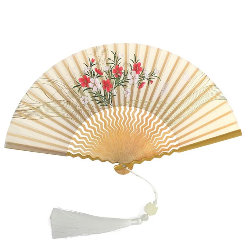 Ancient Chinese Style Ladies Cheongsam Fan Portable Bamboo Rib Cloth Hand Fan Classical Girl Hanfu Dance Performance Folding Fan