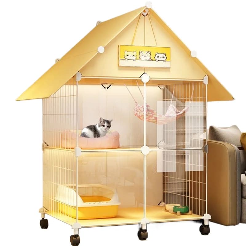 Cat villa, cat cage, household interior does not occupy multiple floors, integrated cat house two floors, empty cage