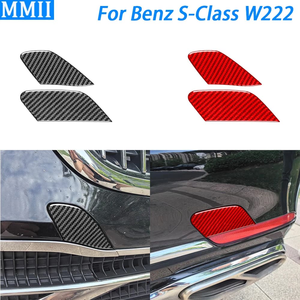 For Benz S-Class w222 2013-2020 Real Carbon Fiber Front Rear Trailer Hitch Cover Decorative Car Decoration Accessories Sticker