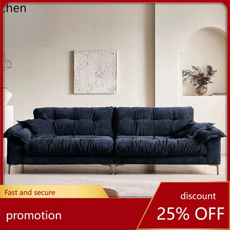 ZML Large and Small Apartment Living Room High-End Simple Detachable Washable Straight-Row Cotton Linen Fabric Sofa