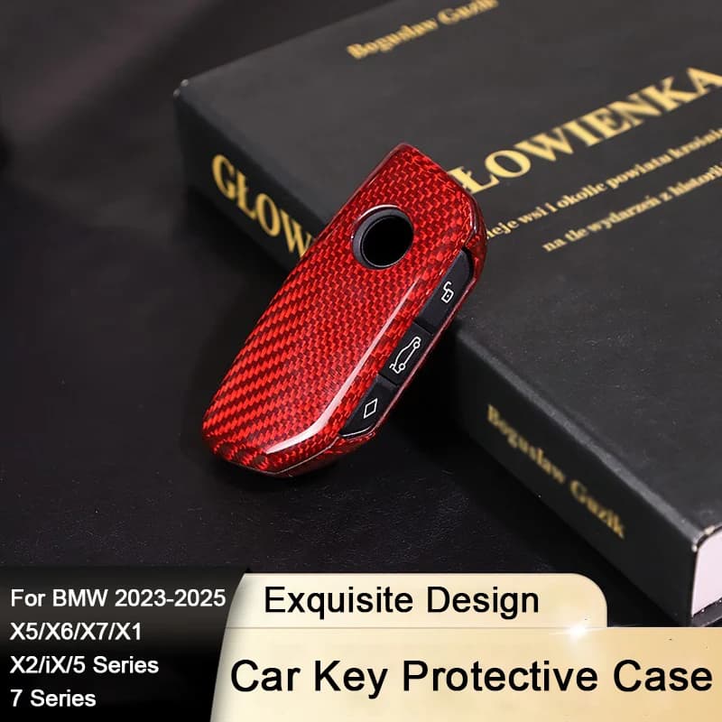 For BMW 2023-2025 X5/X6/X7/X1/X2/iX/5 Series/7 Series Carbon Fiber Key Fob Cover Key Case Protector
