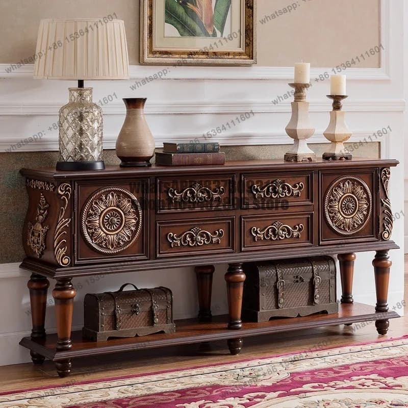 LJY Entrance decorative cabinet Solid wood entrance counter Side cabinet Long table Partition sofa Back to corridor table