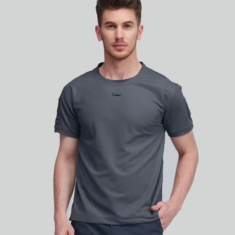 Men's Summer T-shirt O-Neck Tees Quick Dry Embroidered Pullover Breathable Camping  Hiking Climbing Casual Cargo Trainning Shirt