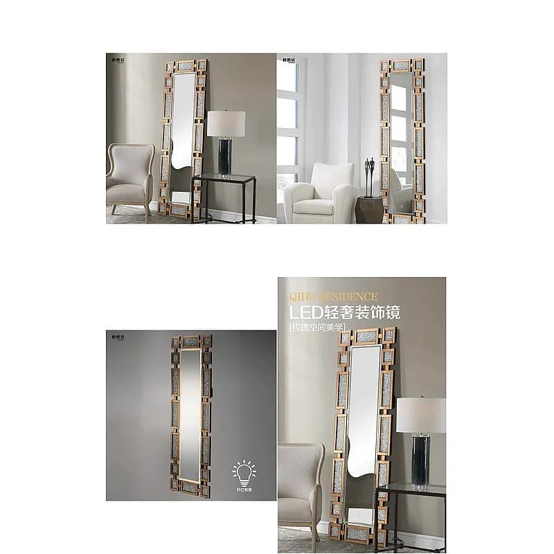 Nordic Modern Horizontal Full Length Wall Mirror, Distortion-Free Irregular Shape for Dressing