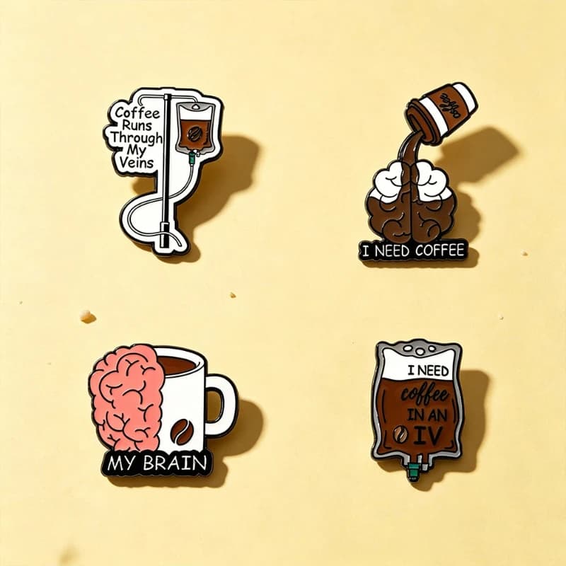 New Creative Slogan Coffee Infusion Funny Brooch Metal Casual Fashion Gift Badge Pin DIY Clothing Bags Hat T-shirt Accessories