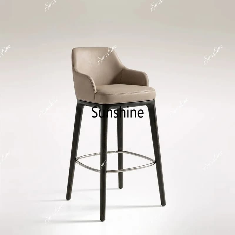Solid wood bar chair Simple modern high stool Light luxury bar chair