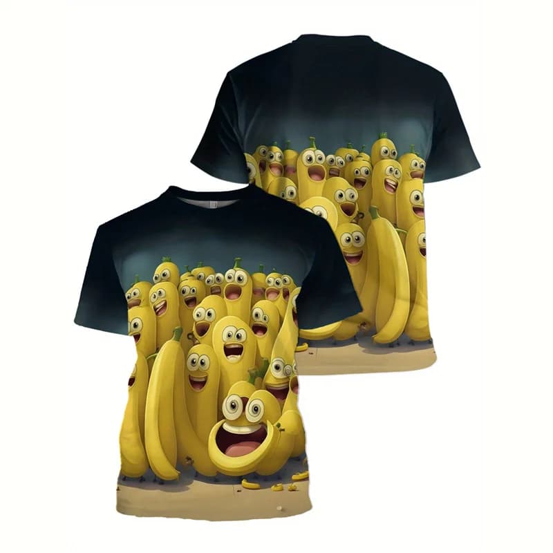 Funny 3D Printed Banana T Shirt Men Kids Cartoon Fruit Pattern Summer Quick Dry Breathable Streetwear Graphic Tee Top Camiseta