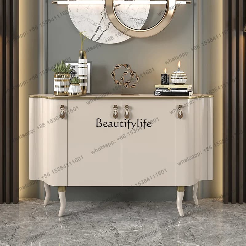 LX Italian-style Entrance Cabinet Solid Wood Villa Dining Side Cabinet Post-modern Entry Wine Cabinet