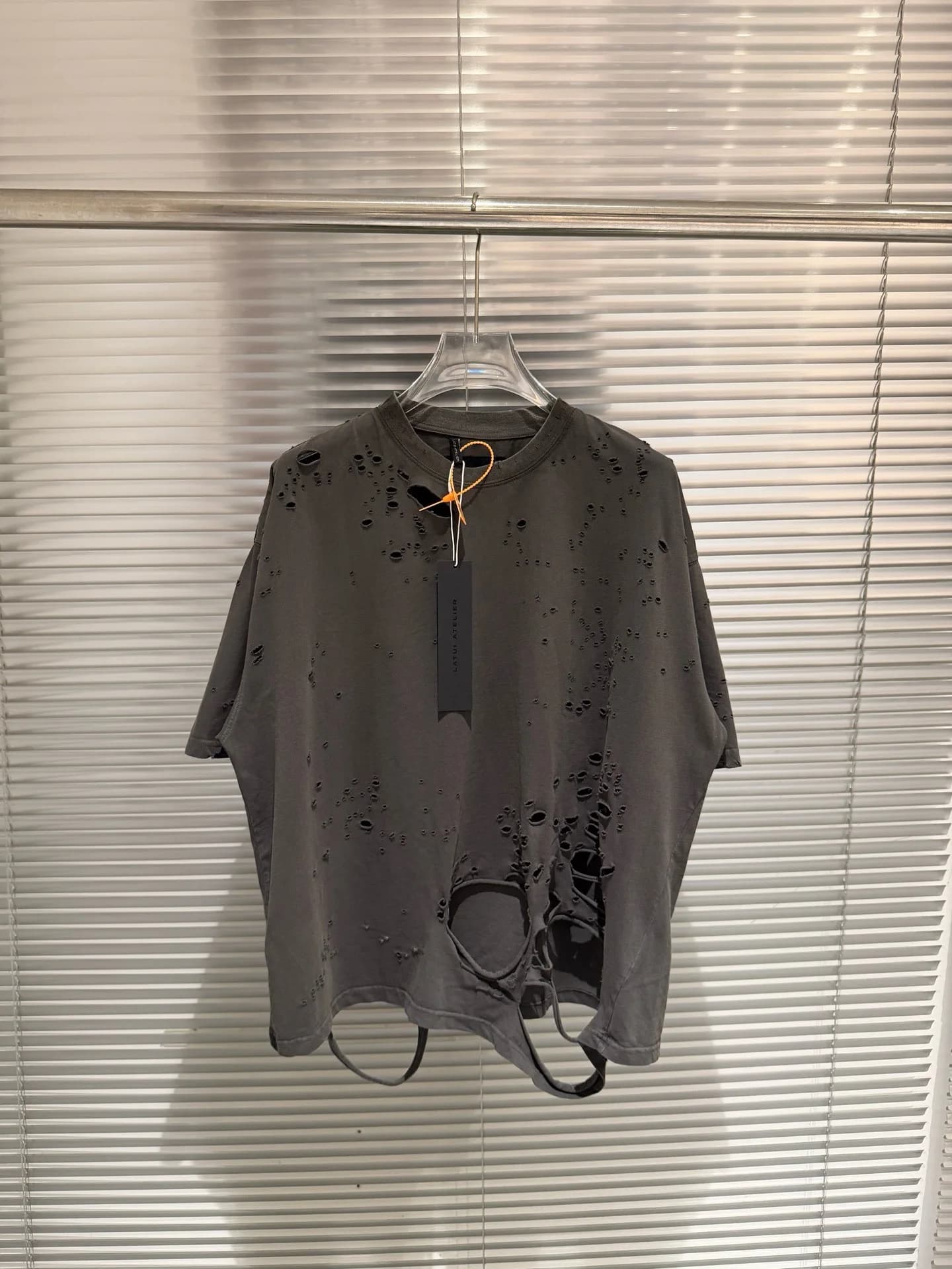 Latui Atelier new distressed, washed, torn, heavily damaged, reclaimed earth-themed loose-fitting short-sleeved T-shirt
